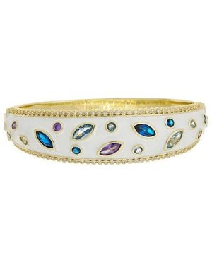 Juvell 18K Plated Topaz Cz Bangle Bracelet - White