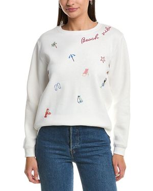 Vintage Havana Vintage Fleece All Over Embroidered Crewneck Sweatshirt - White