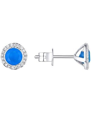 Diana M. Jewels Fine Jewellery 14k 1.30 Ct. Tw. Diamond & Blue Agate Studs