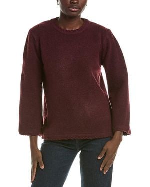Anne Klein Braid Trim Wool-Blend Sweater - Purple