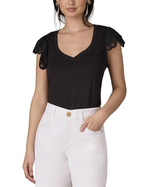 Wit & Wisdom Mixed Media Knit Top - Black