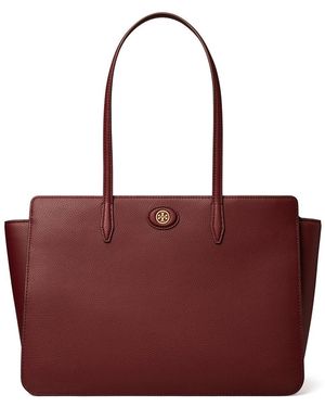 Tory Burch Robinson Small Pebbled Leather Tote in Brown Lyst UK