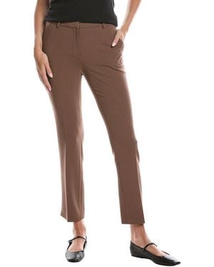 Lafayette 148 New York Manhattan Wool-Blend Slim Cigarette Ankle Pant - Brown