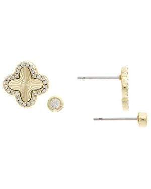 Rivka Friedman 18K Plated Cz Clover Earrings - Metallic