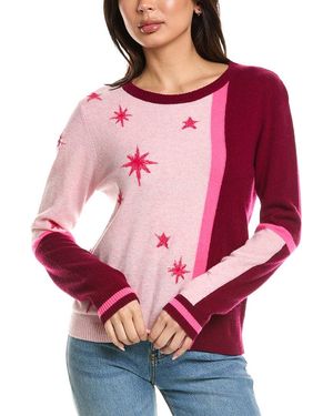 Brodie Cashmere Star Motif Crewneck 100% Cashmere Jumper - Pink