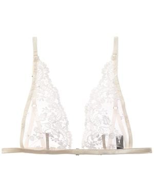 Kiki de Montparnasse Juliette Soft Silk-Trim Bra - White