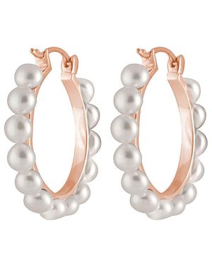 Splendid 14K Rose Vermeil 4-5Mm Freshwater Pearl Hoops - White