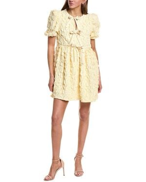English Factory Bow Detailed Puff Sleeve Stretchy Dress - Yellow