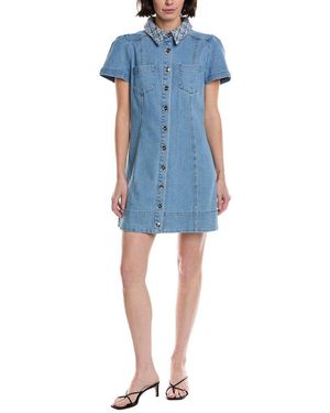 Cece Collared Button-Down Mini Swing Dress - Blue