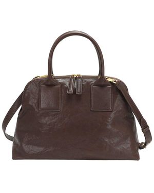 Tiffany & Fred Paris Classic Leather Dome Satchel - Brown