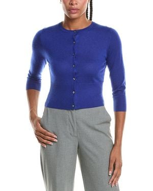 N.Peal Cashmere Darcie 100% Cashmere Cropped Cardigan - Blue
