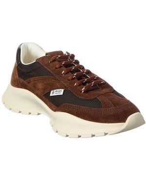 Prada Mesh & Suede Trainer - Brown