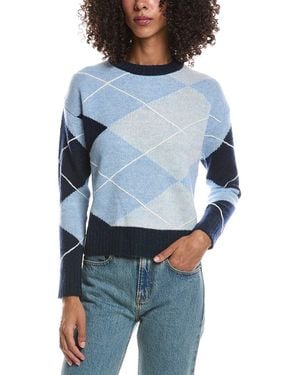 Brodie Cashmere Argyle Crewneck Cashmere Sweater - Blue