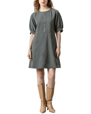 Lilla P Zip Front Flared Dress - Grey