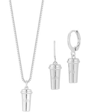 Sphera Milano Plated Necklace/Earring Set - White