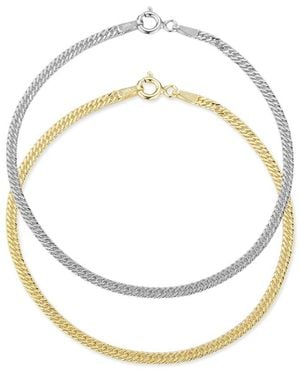 Glaze Jewelry 18k Over Silver Curb Chain Bracelet Set - White