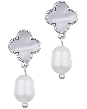 Adornia 6-8Mm Clover Drop Earrings - White