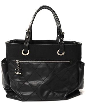 Chanel Coated Canvas Paris Biarritz Pm (Authentic Pre-Owned) - Black