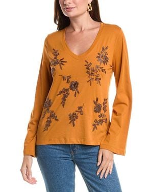 Johnny Was Kimono Sleeve Beaded T-Shirt - Orange
