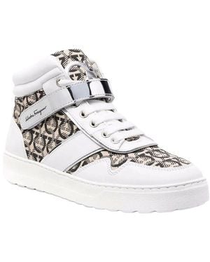 Ferragamo Noe High-Top Leather Trainer - Metallic