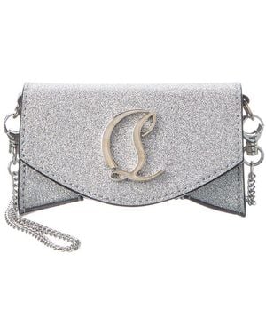 Christian Louboutin Glitter Leather Micro Shoulder Bag - Grey