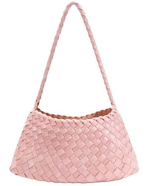 Tiffany & Fred Paris Hand-Woven Leather Shoulder Bag - Pink