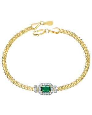 Rachel Glauber 14K Plated Cz Link Chain Bracelet - Metallic