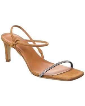 STAUD Laurel Crystal Suede Sandal - White