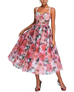 BELLA DESERT Printed Sleeveless Midi Dress - Red