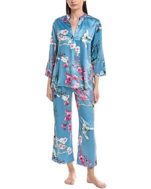 Natori 2Pc Sakura Satin Pyjama Set - Blue