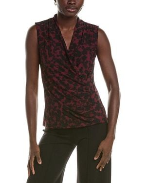 Anne Klein Faux Wrap Top - Brown