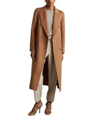 Reiss Maeve Double-Breasted Blindseam Wool-Blend Coat - Brown