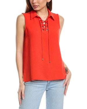 Catherine Malandrino Collared Laced-Up Tank