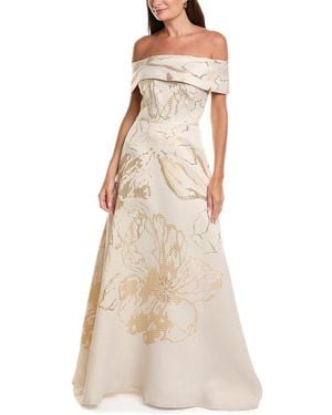 Teri Jon Jacquard Metallic Gown - Natural