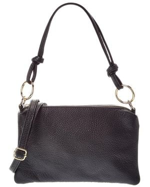 Italian Leather Elin Leather Top Handle Bag - Black