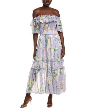 IPPONELLI Off-The-Shoulder Midi Dress - Purple