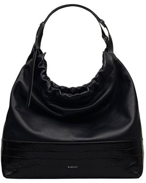 Radley The Portobello Large Drawstring Leather Shoulder Bag - Black