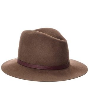 Rag & Bone Floppy Brim Leather-Trim Wool Fedora - Brown