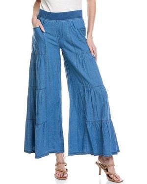 XCVI Dugan Wide Leg Linen-Blend Pant - Blue