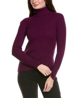 Hannah Rose Rib Turtleneck Cashmere-Blend Jumper - Purple
