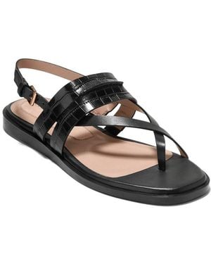 Cole Haan Go-To Estella Flat Leather Thong Sandal - Black