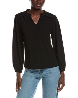Cece Smocked Shoulder Top - Black