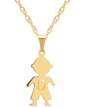 Jane Basch 14k Petite Boy Initial Charm Necklace (a-z) - Metallic