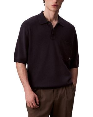 Calvin Klein Snowy Tech Knit Polo Jumper - Black