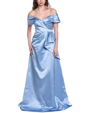 Rene Ruiz Off-The-Shoulder A-Line Gown - Blue