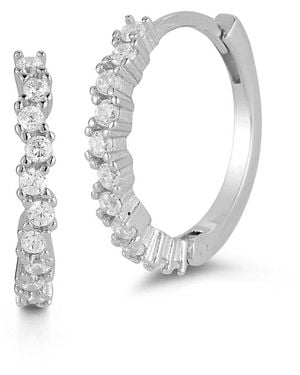 Glaze Jewelry Silver Cz Huggie Earrings - White