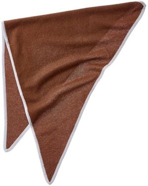 Phenix Knit Triangle Cashmere Scarf - Brown