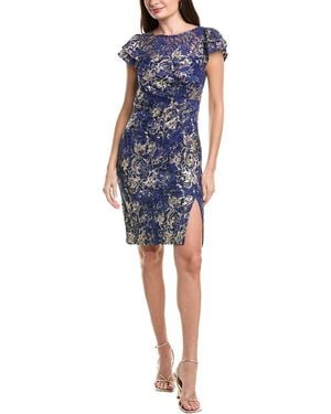 Adrianna Papell Foil Lace Sheath Dress - Blue
