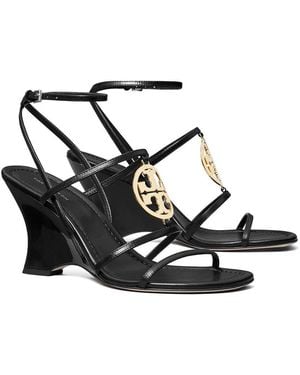 Tory Burch Capri Miller Leather Wedge - Black