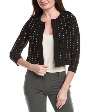 Anne Klein Pinstripe Cardigan - Black